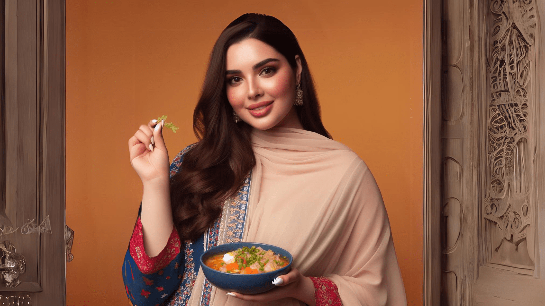 Pakistani Female blogger enjoying food